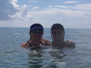 Abbie and me in the incredible Bahamian waters, the best way to get clean!